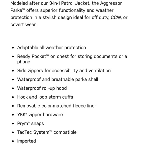 5.11 Tactical Series Agressor Parka - Picture 9 of 9